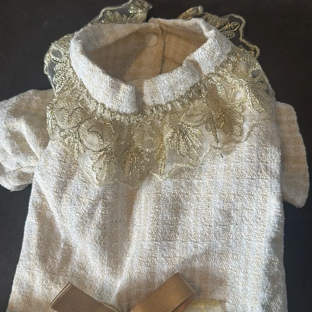 Petstyle Cream & Gold Dog Dress Size L NEW